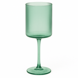 Malibu Green Ribbed Wine Glass -  11 oz