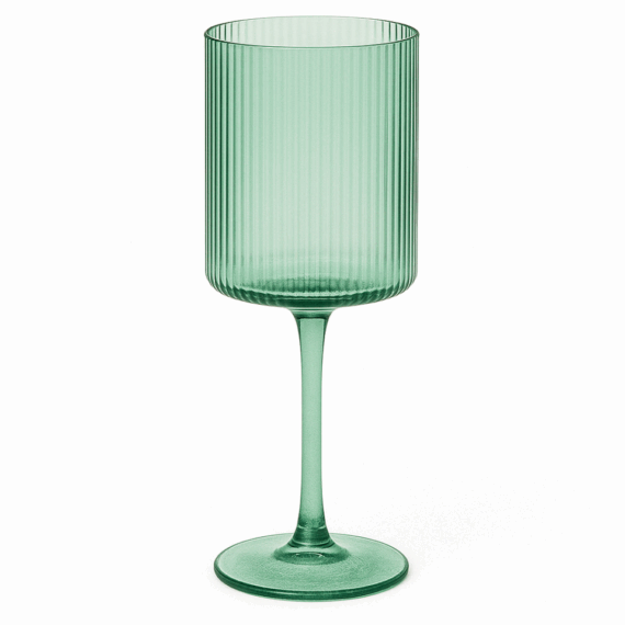 Malibu Green Ribbed Wine Glass -  11 oz