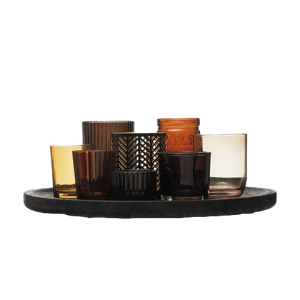 Embossed Glass & Metal Votive Holders