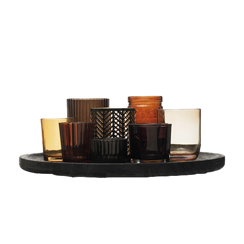 Embossed Glass & Metal Votive Holders
