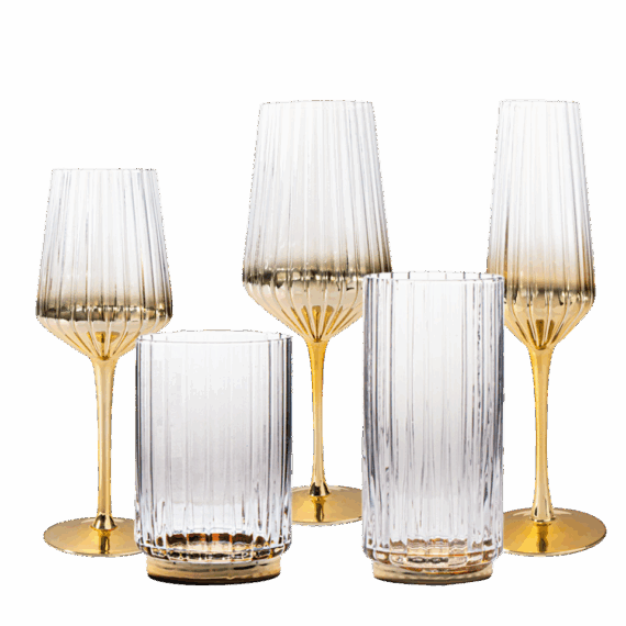 6. Elegant Gold Glass - Set  of 5