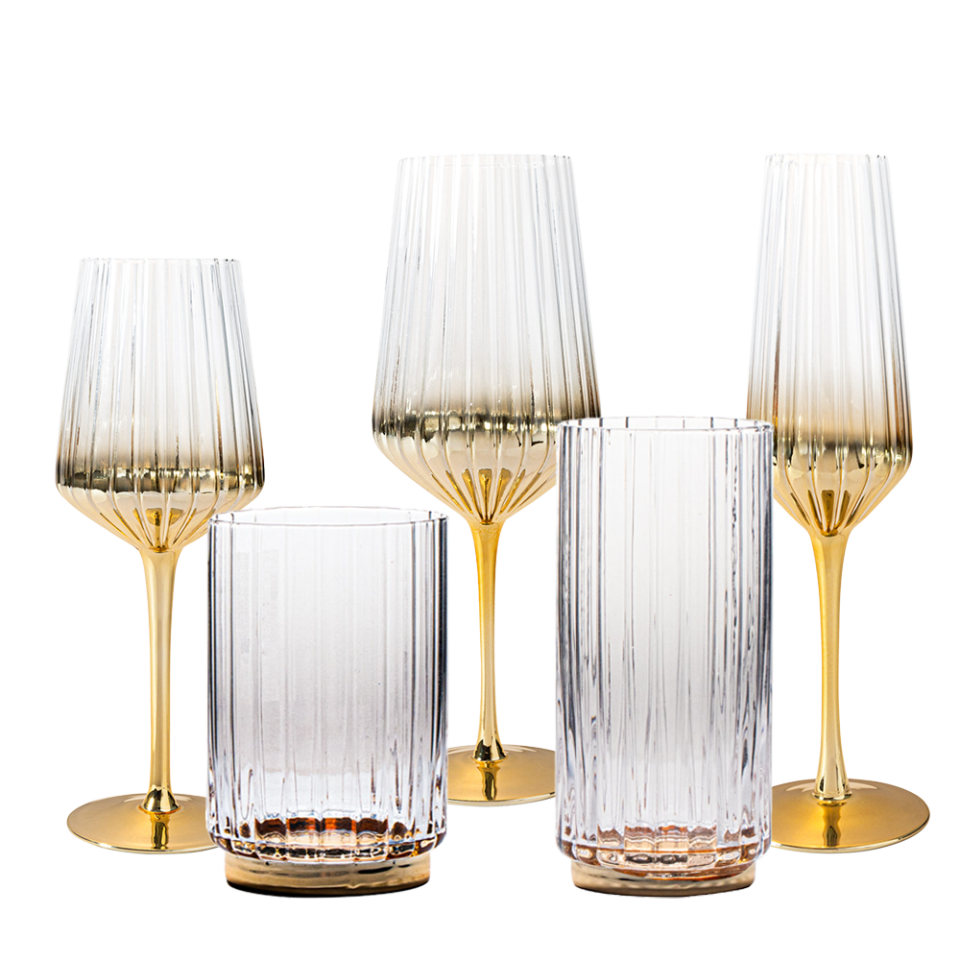6. Elegant Gold Glass - Set  of 5