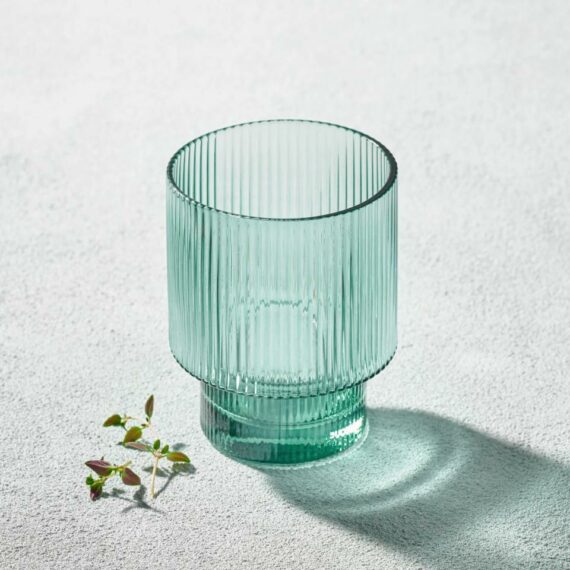 Malibu Green - Ribbed Rocks Glass - 11 oz