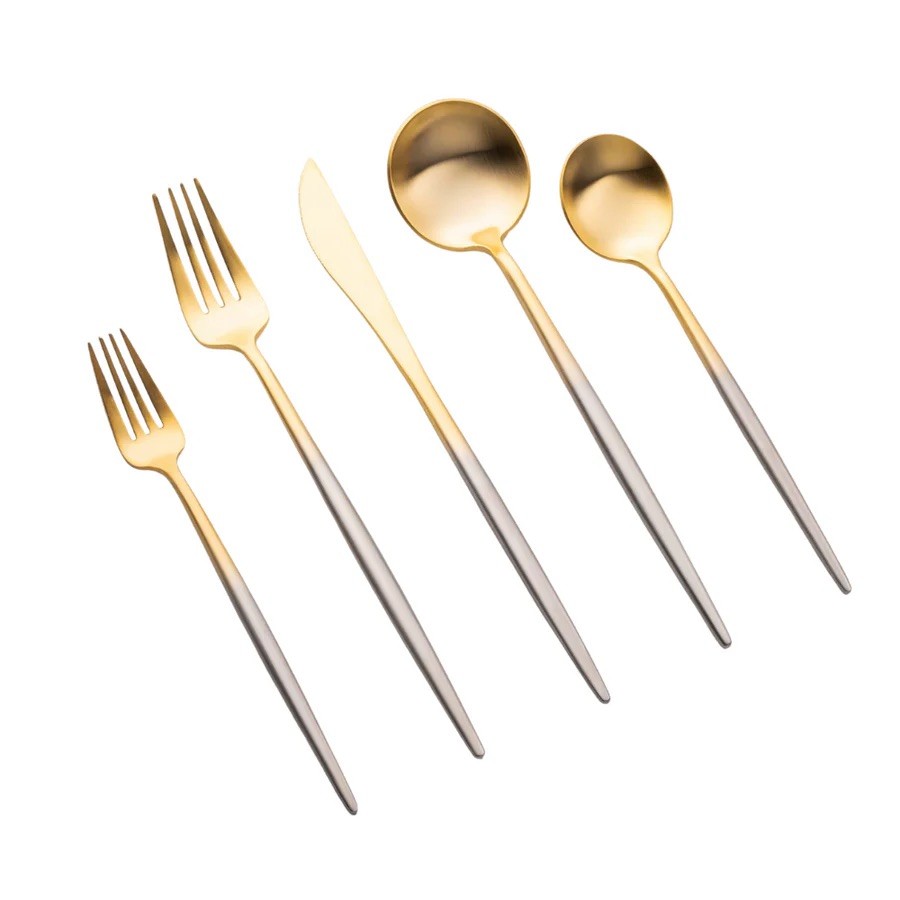 Vera - Brushed Gold Ombre and Silver Handle Set of 5