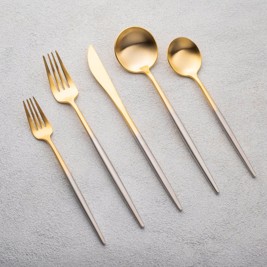 Vera - Brushed Gold Ombre and Silver Handle Set of 5
