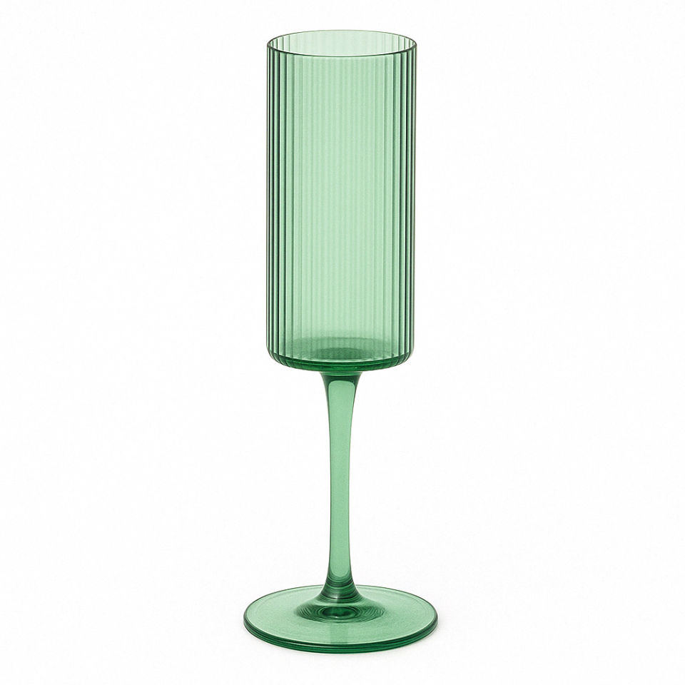 Malibu Green - Ribbed Champagne Glass - 7 oz
