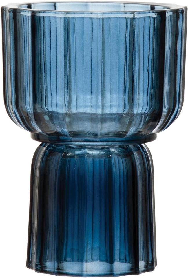 Glass Fluted 2-Sided Candle Holder