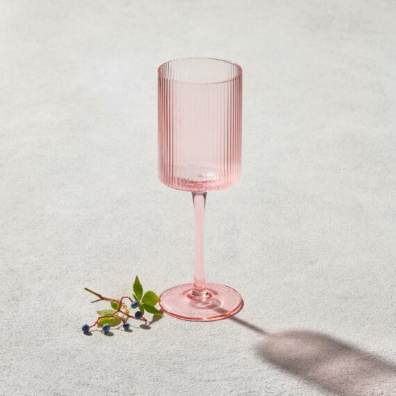Malibu Blush Ribbed Wine Glass -  11 oz