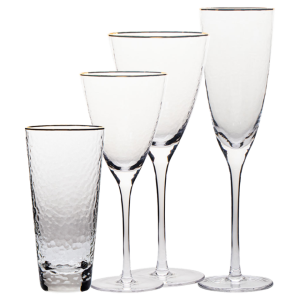3. Gold Rim - Hammered Wine Glass set of 4