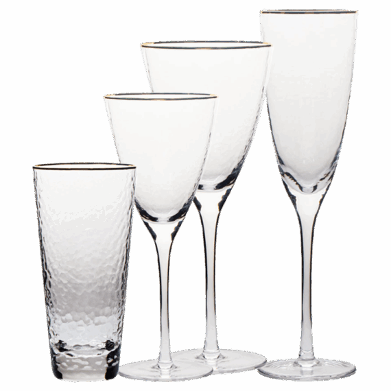 3. Gold Rim - Hammered Wine Glass set of 4