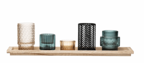 Tealight/Votive Holders with Tray, Set of 6