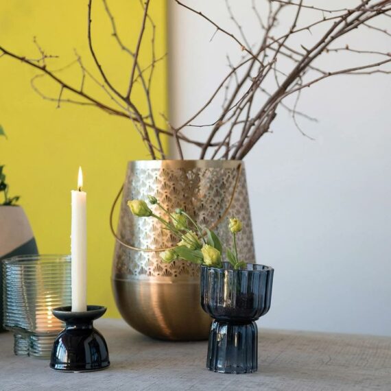 Glass Fluted 2-Sided Candle Holder