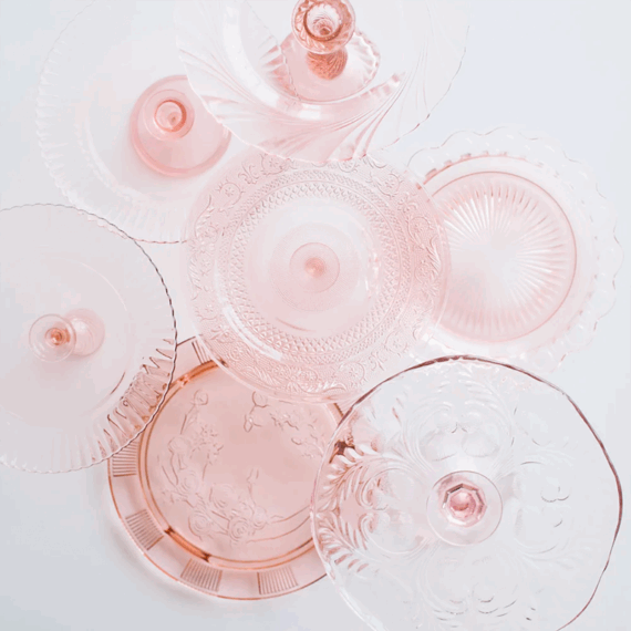 Pink Glass Stands Set