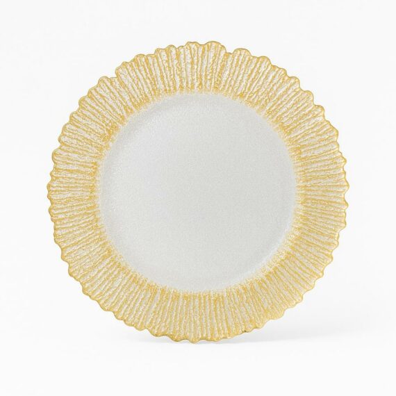 Vikko - Reef, Glass Charger with Folio Gold Rim, 13"