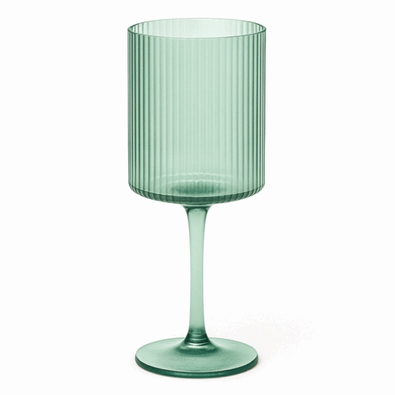 Malibu Green - Ribbed Wine Glass - 17 oz
