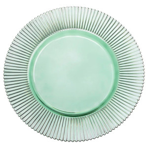 Vikko - Forest, Ribbed Glass Charger, Green, 13"