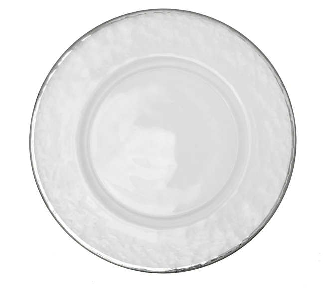 Silver Rim Glass Pattern Charger Plate 13"