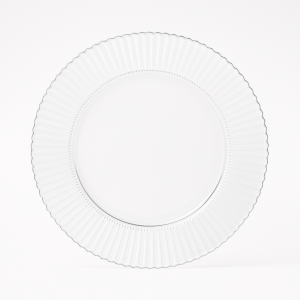 Vikko - Melody, Ribbed Glass Charger with Silver Rim, 13"