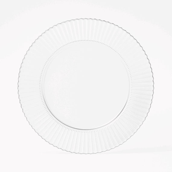 Vikko - Melody, Ribbed Glass Charger with Silver Rim, 13"