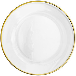 Gold Rim Glass Charger Plate 13"