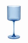 Malibu Blue Ribbed Wine Glass -  11 oz