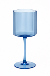 Malibu Blue Ribbed Wine Glass -  11 oz