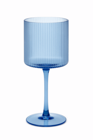 Malibu Blue Ribbed Wine Glass -  11 oz