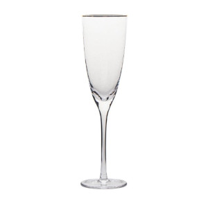 Gold Rim - Hammered, Champagne Flute Glass, 8 Oz