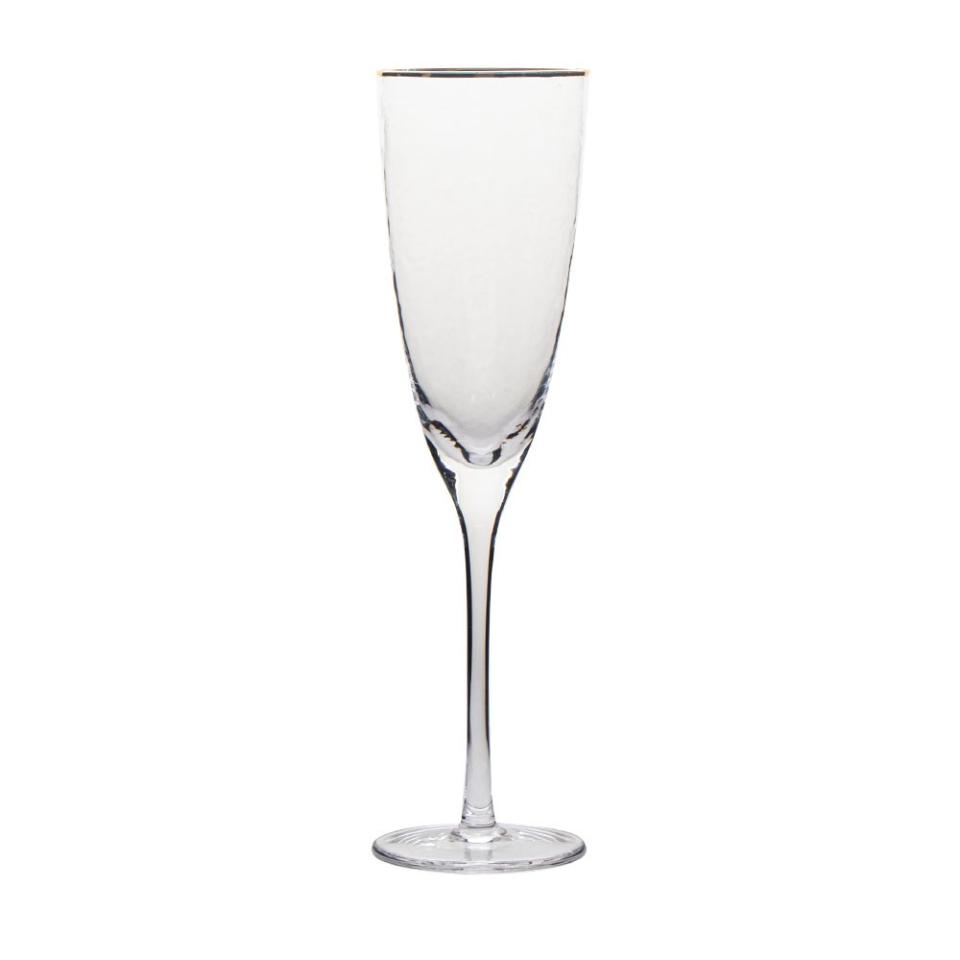 Gold Rim - Hammered, Champagne Flute Glass, 8 Oz