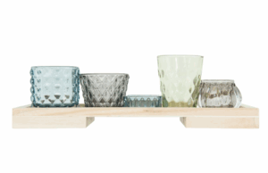 Tray with Glass Votive/Tealight Holders Set of 6