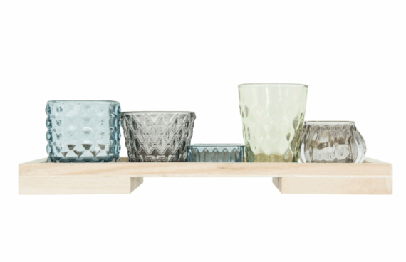 Tray with Glass Votive/Tealight Holders Set of 6