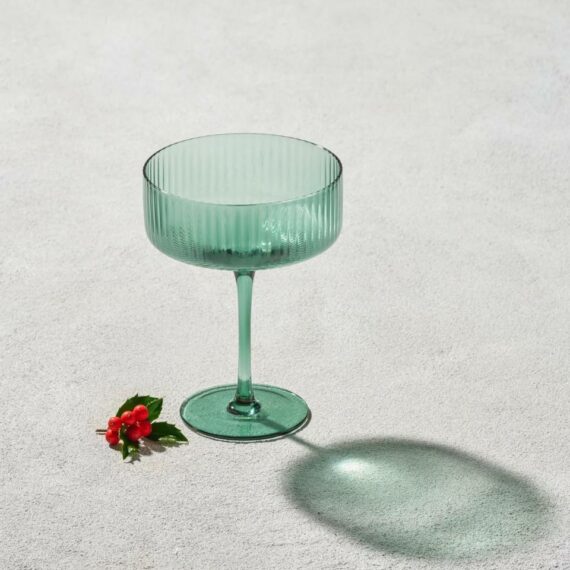Malibu Green - Ribbed Coupe Champagne Glass - 10 oz