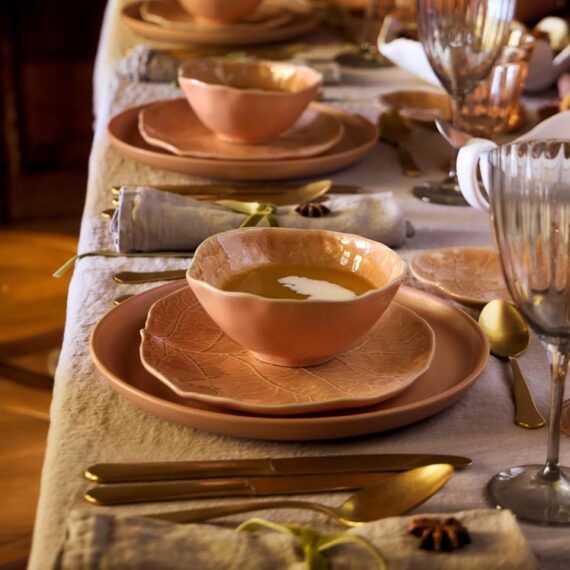 Silvina Terracotta Orange White Plates