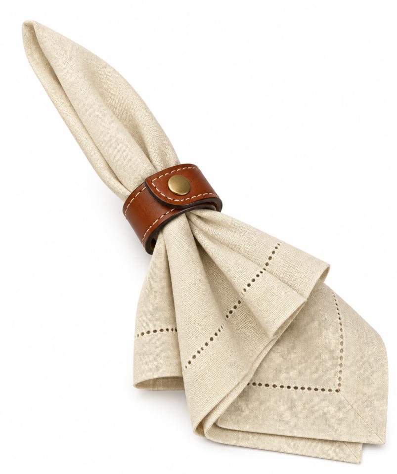 Napkin Ring Leather Tan Brown - 1189
