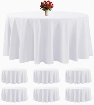 White Round Tablecloths 132"