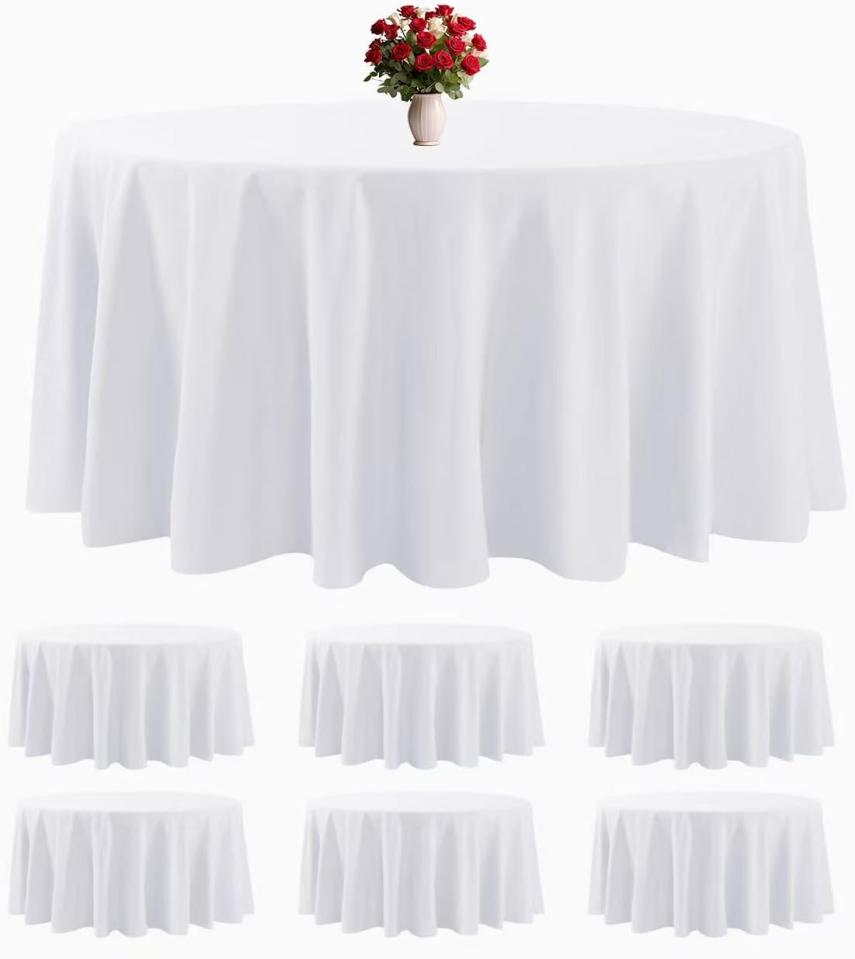 White Round Tablecloths 132"
