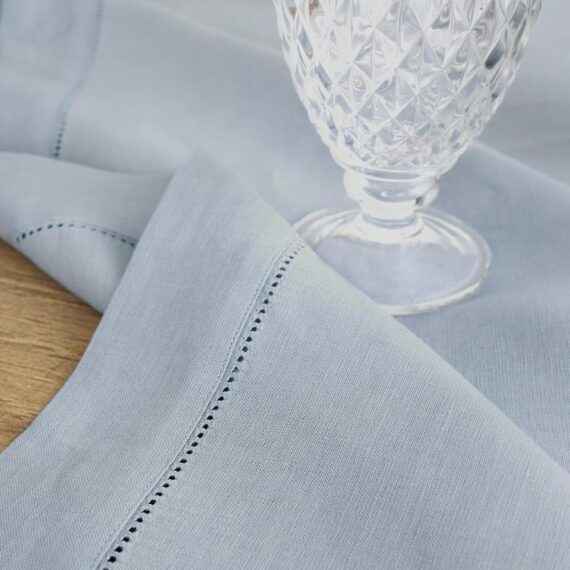 Pure Linen Hemstitch Napkins - Blue